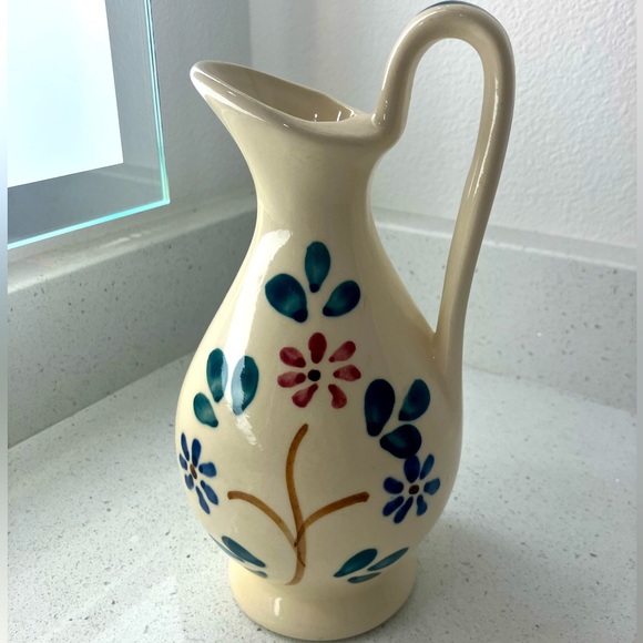 Vintage Floral Design Purinton Slipware Pottery Pitcher - Picture 1 of 6